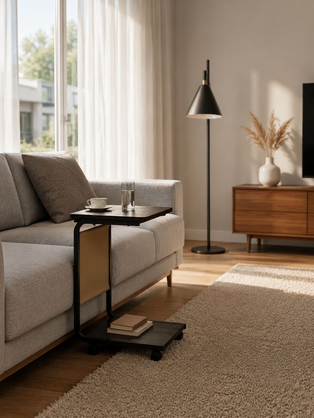 Beweglicher Beistelltisch im modernen Wohnzimmer