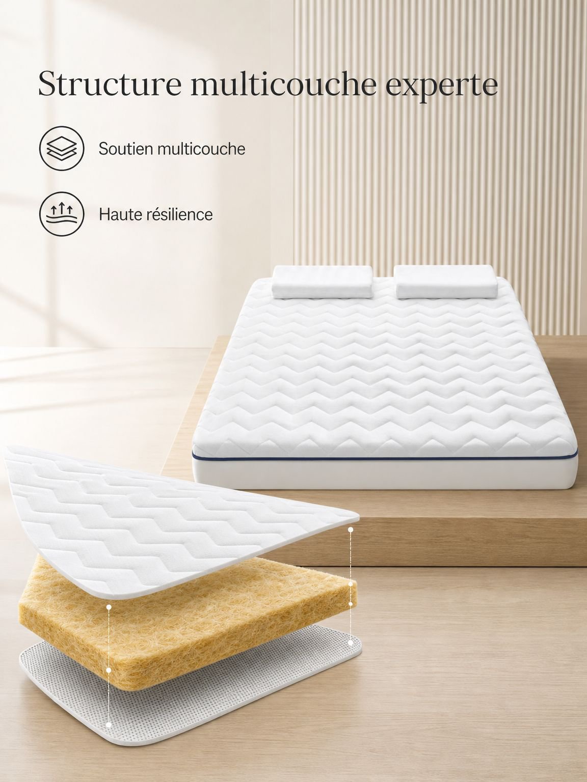 Matelas tatami épais en fibre de soja posé sur le sol d'un dortoir