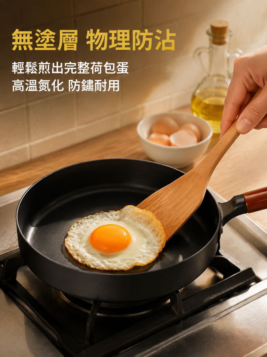 0塗層氮化高精度精鐵平底鍋