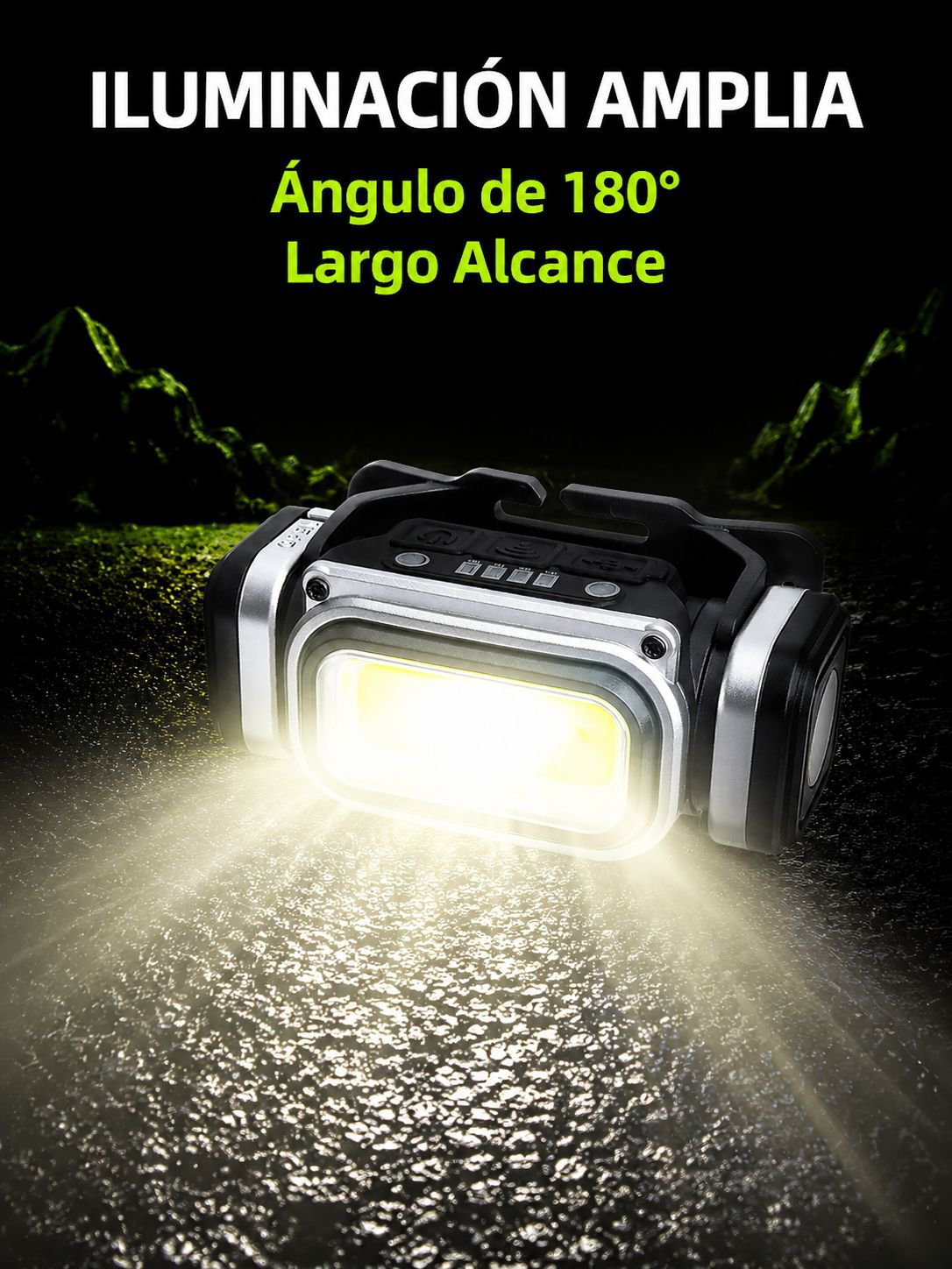 Lámpara Frontal LED de Alta Potencia y Largo Alcance, Portátil