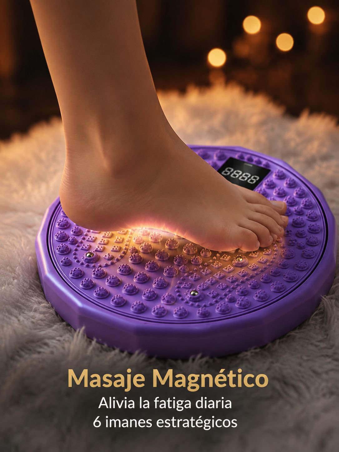 Detalle de superficie antideslizante de la tabla de masaje para pies