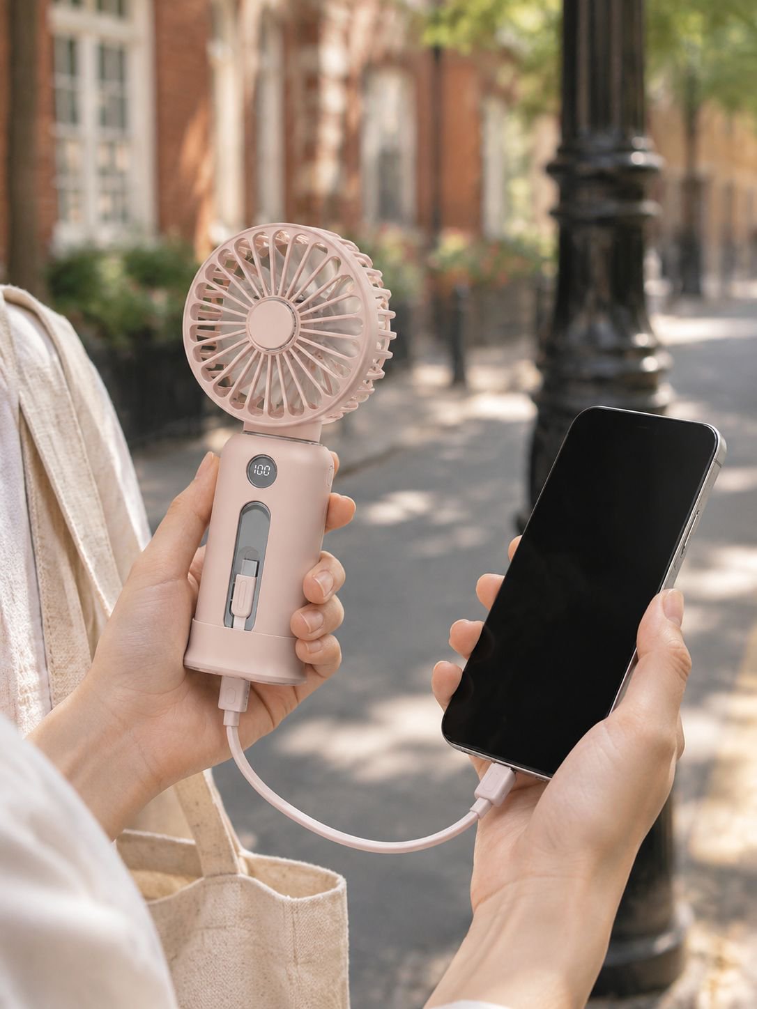 Rechargeable 10,000 mAh Handheld Mini Fan with Digital Display