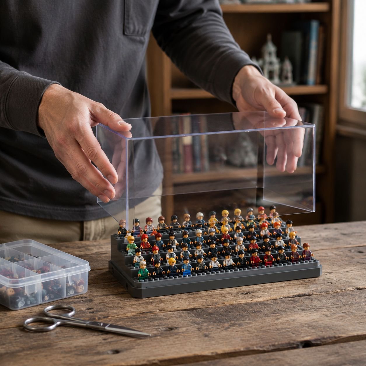 Building Block Storage Rack Organizer with Display Light