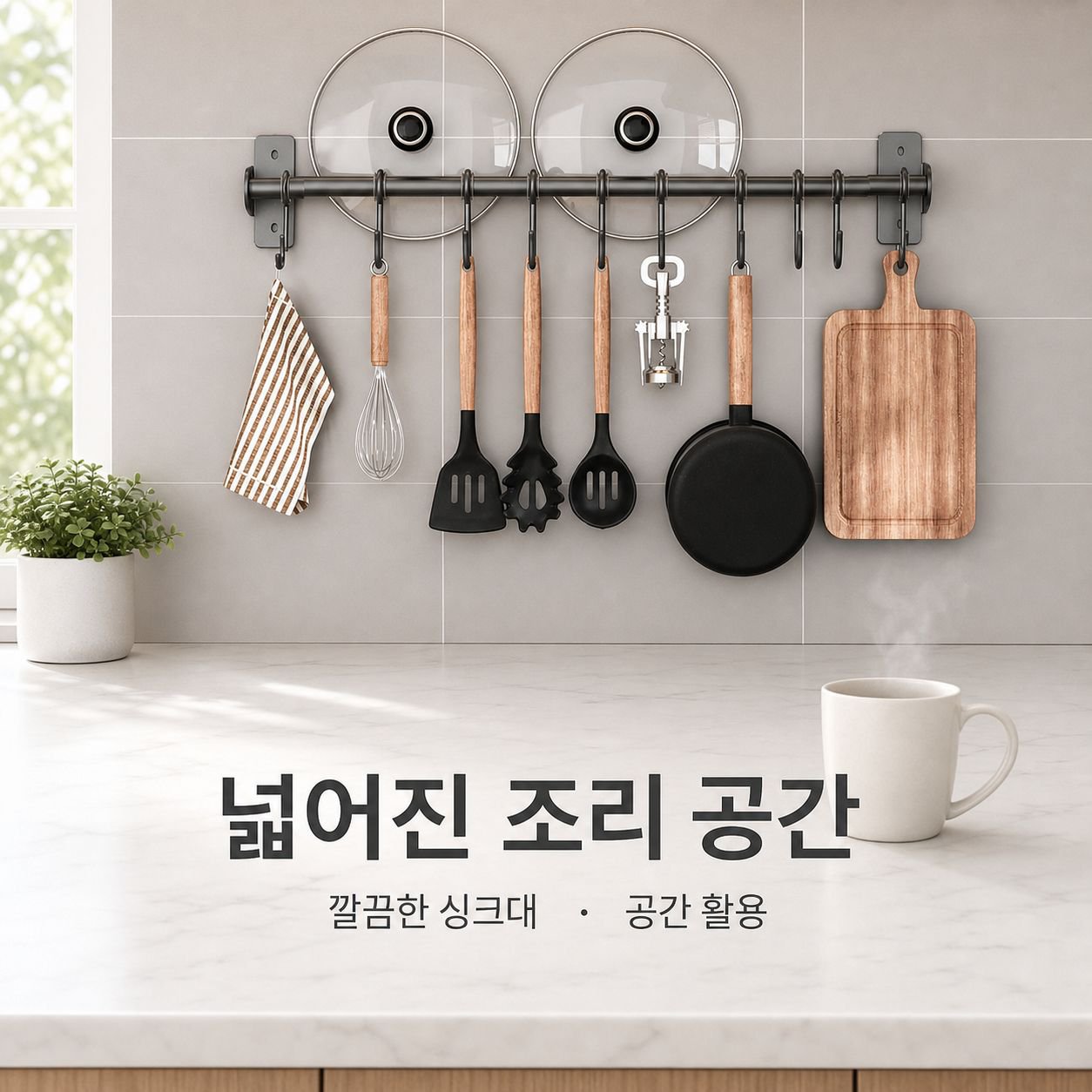 무펀칭 주방 행거 벽걸이 선반 스푼 행거 주방 위생 행거 냄비 삽 행거 칼 홀더