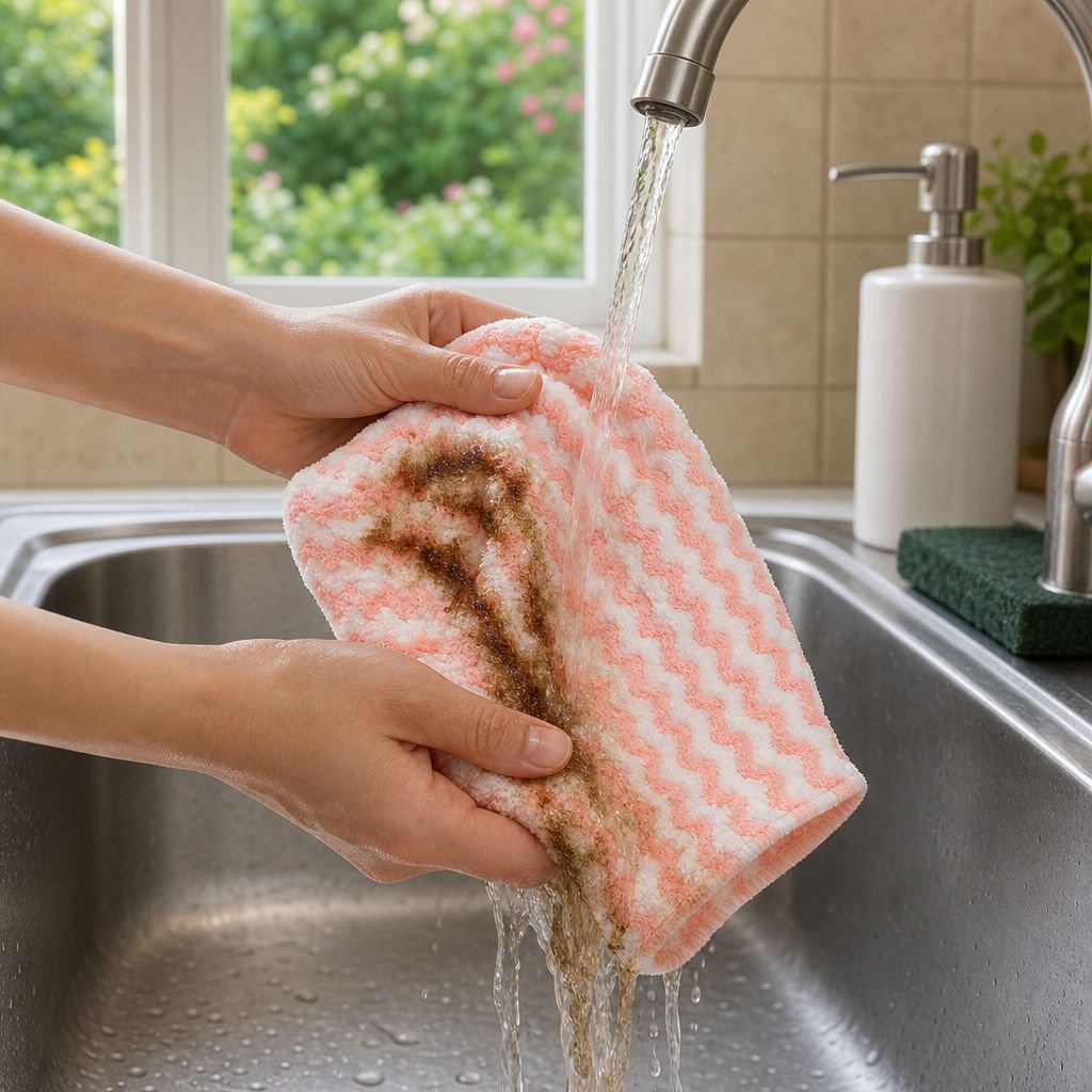 Cationic Water Ripple Thick Coral Fleece Cleaning Rag