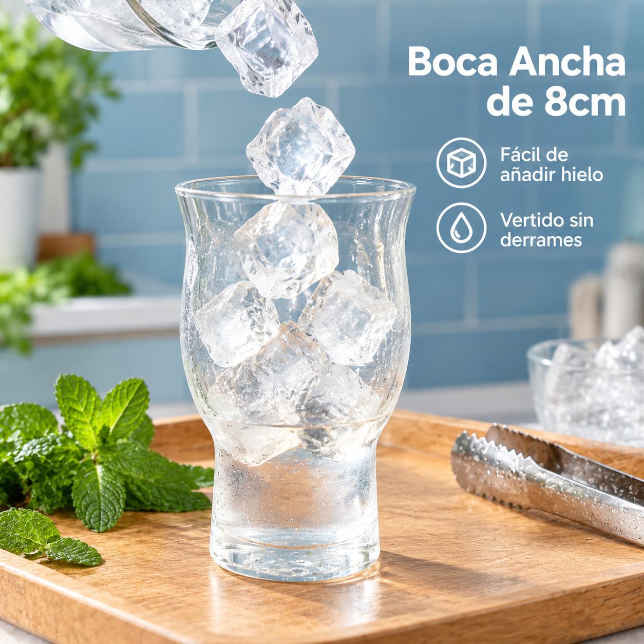 Vaso de vidrio de boca ancha para bebidas