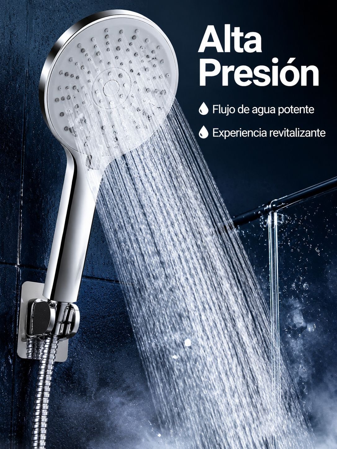 Ducha de Mano de Silicona, Panel Grande de Alta Presión para Baño