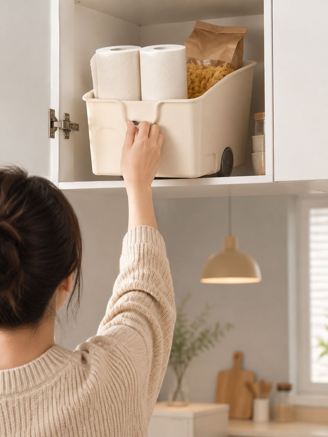 Spacious storage box for pots and seasoning
