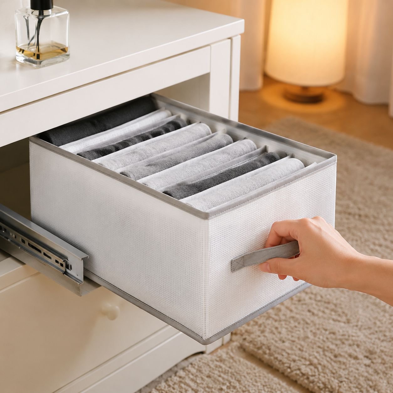 Large Capacity Transparent Drawer Organizer for Underwear and Panties, 8-Compartment Divider