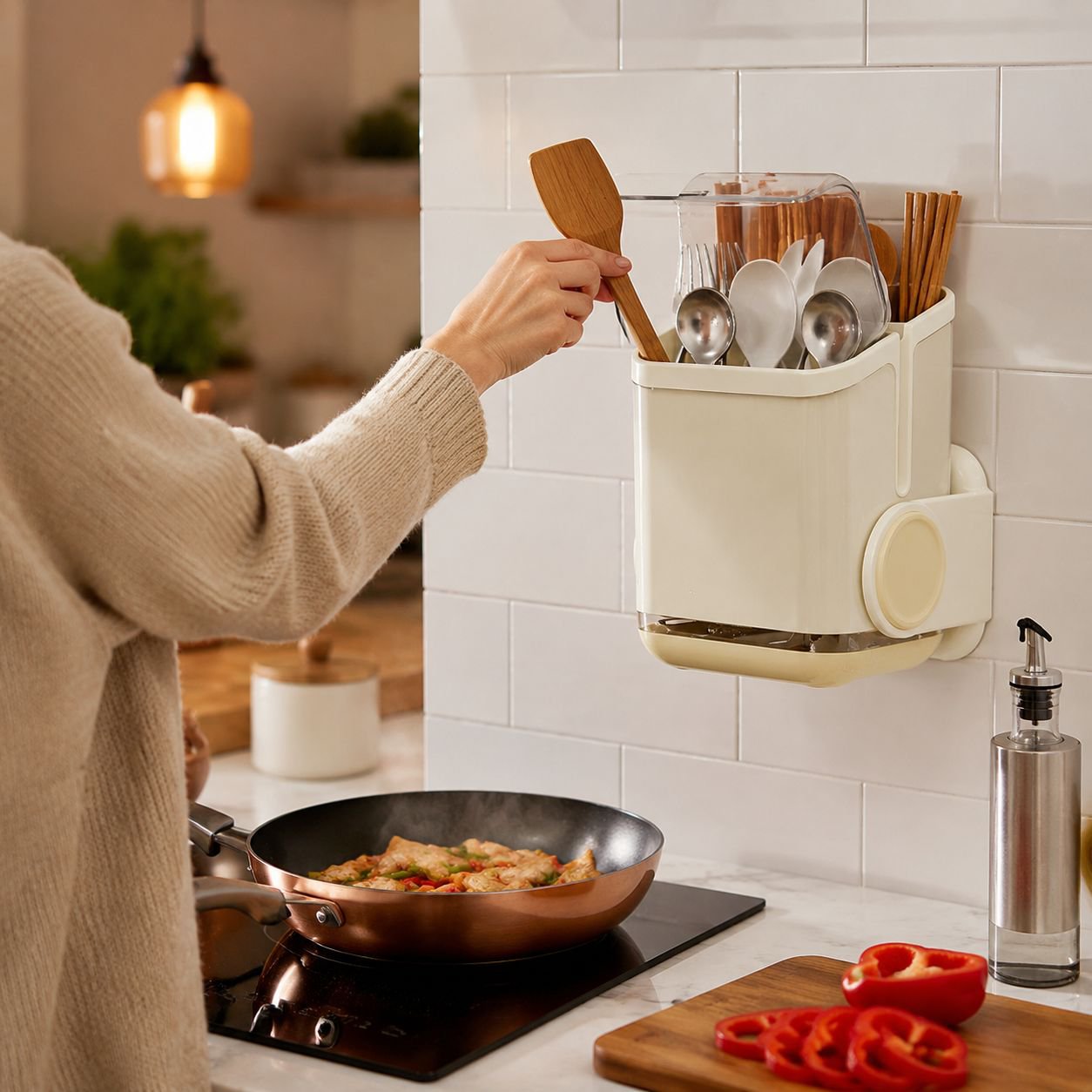 Durable Plastic Utensil Holder for Home and Office