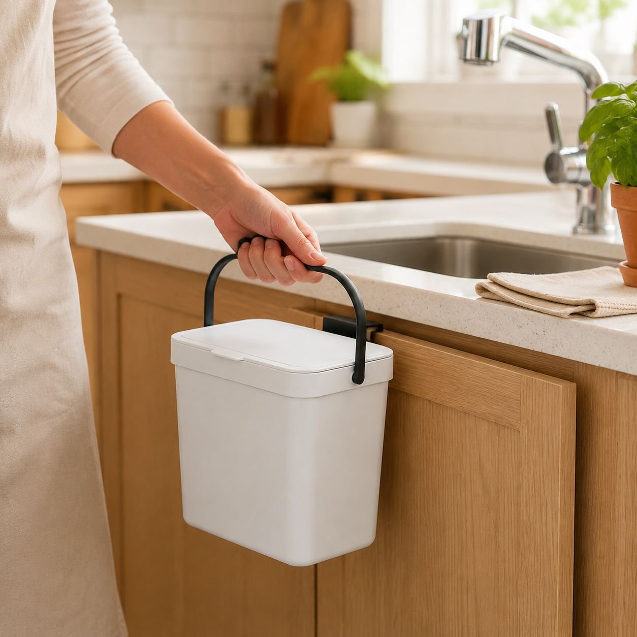 Cubo de basura montable en pared para cocina y baño