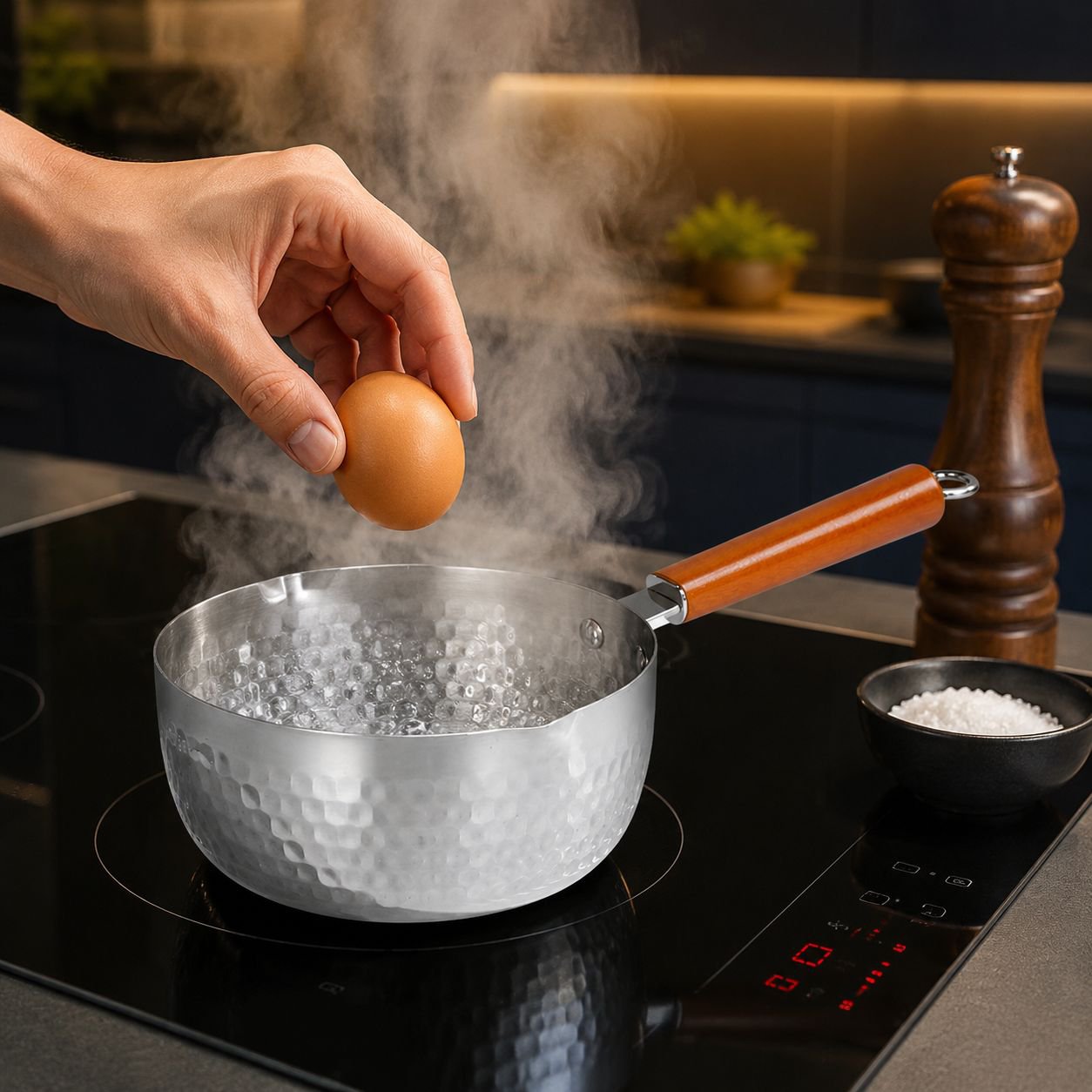 Durable uncoated cookware set displayed on kitchen counter