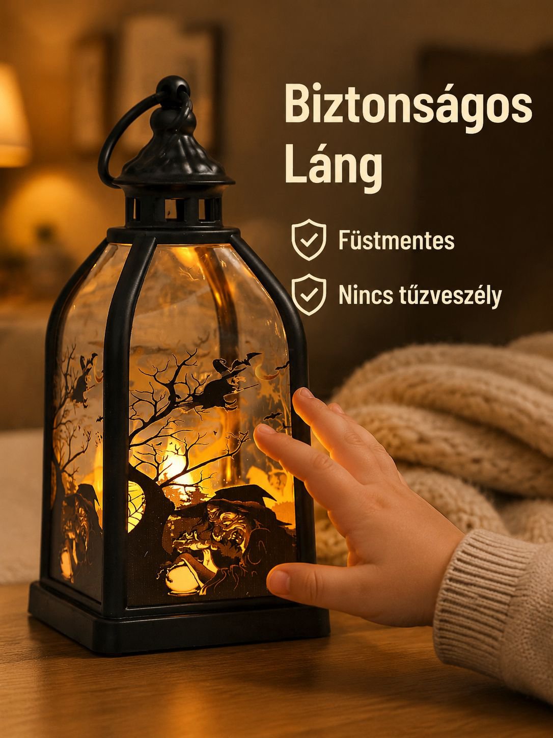 Retro Halloween Tök Gyertya Lámpa Dekorációs Dísz