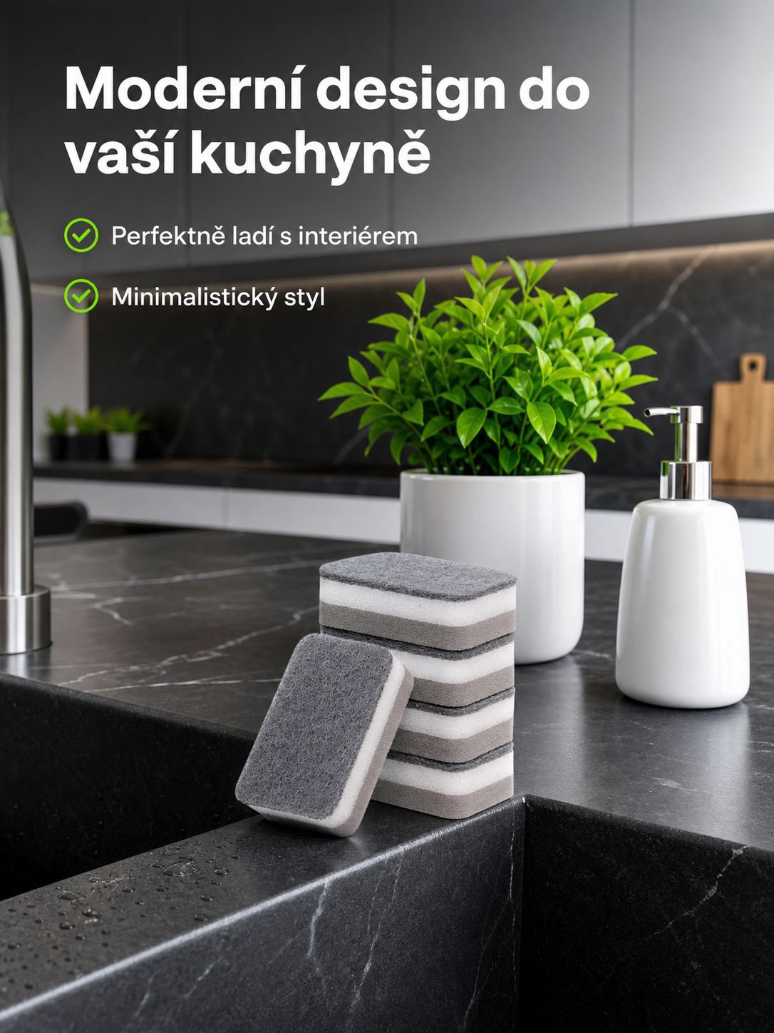 Zesílená houbička na mytí nádobí detail