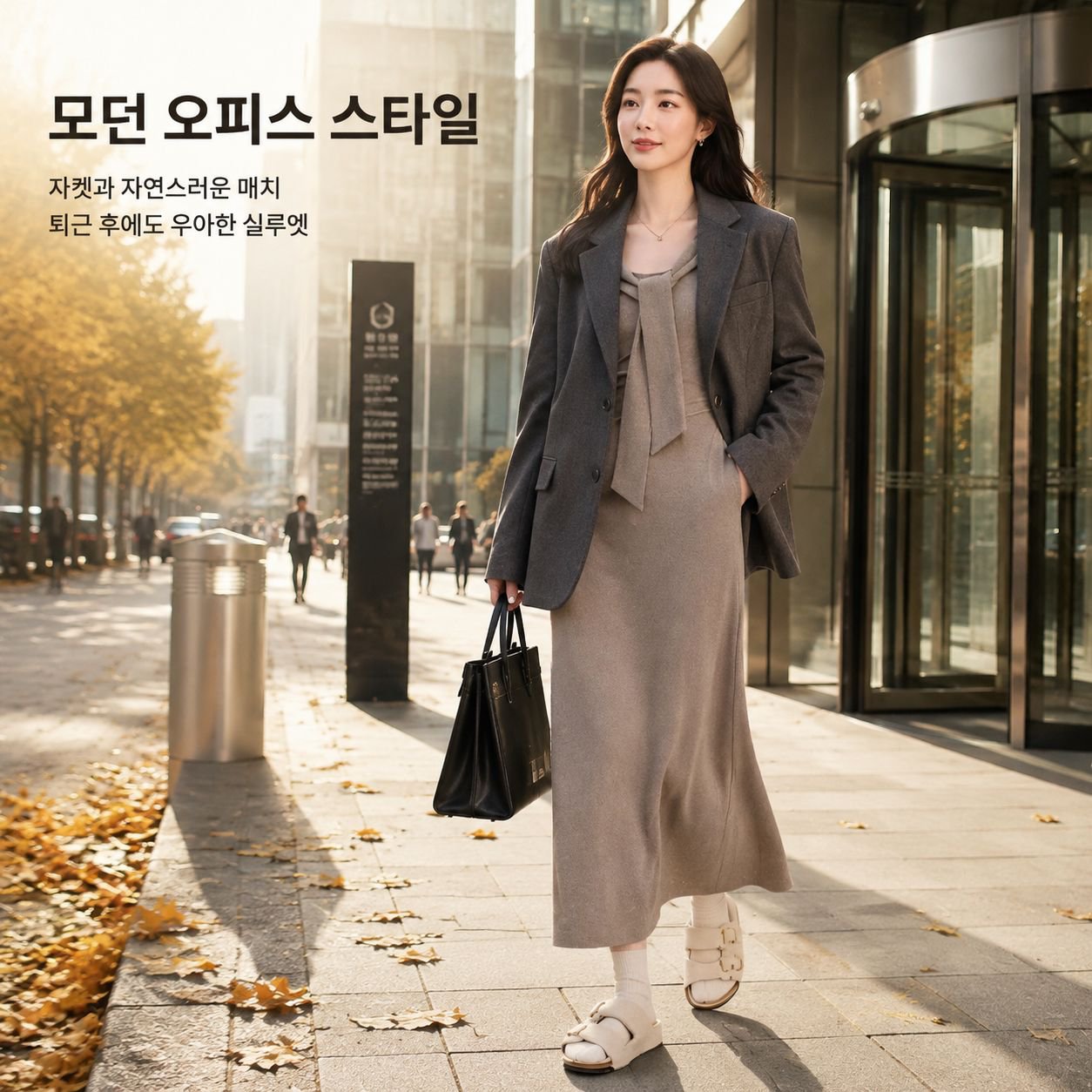 솔리드 슬림핏 가을 롱 원피스