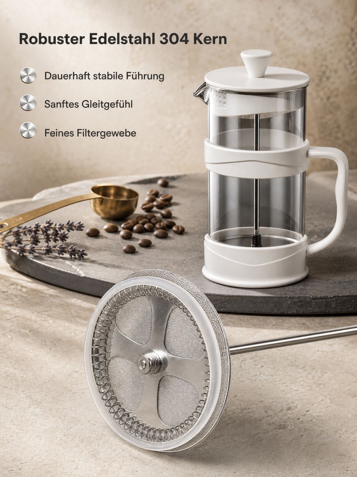 French Press zur einfachen Zubereitung von Kaffee zu Hause