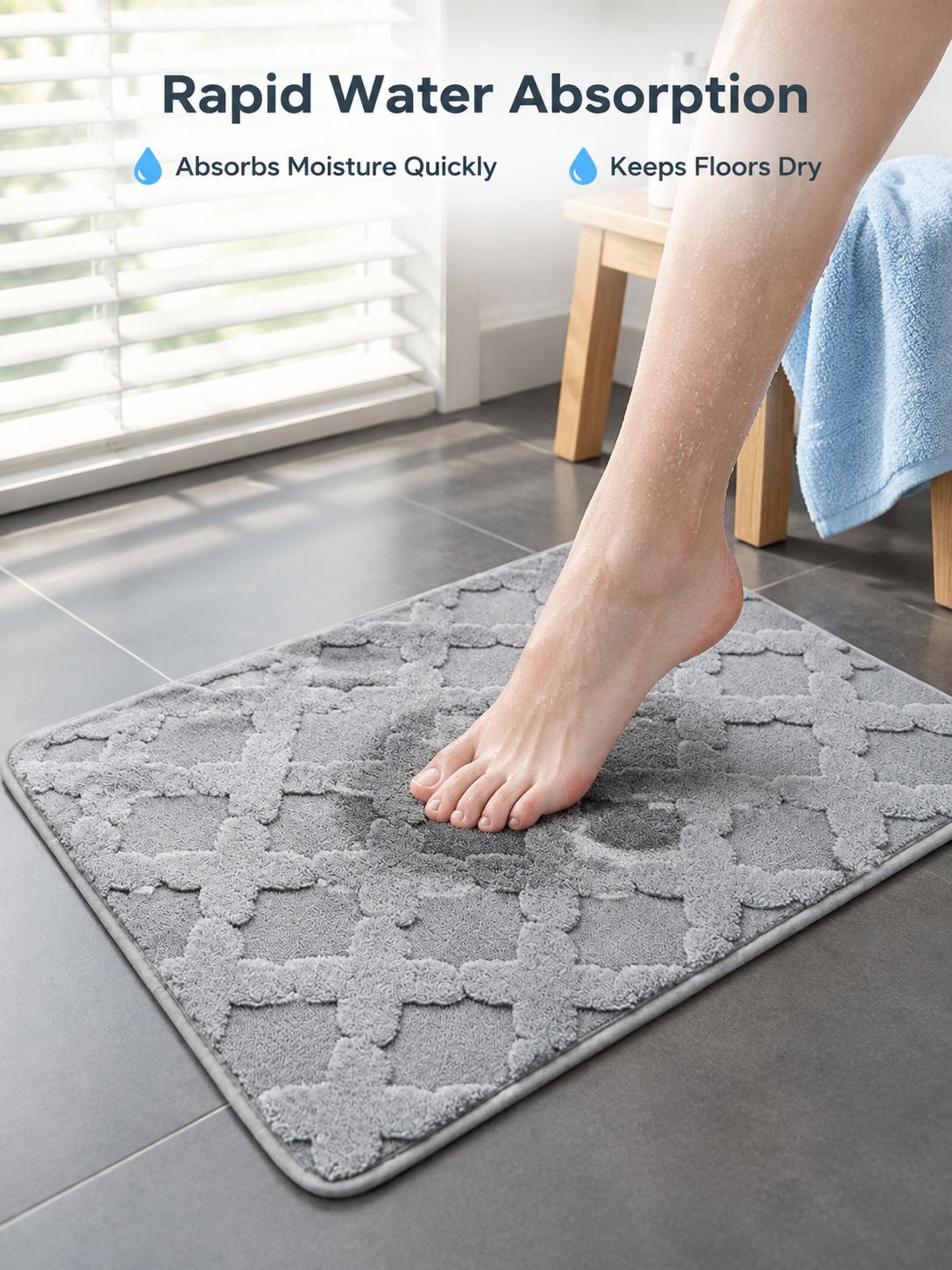 Imitation cashmere floor mat with water absorption and anti slip properties