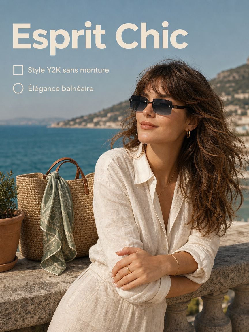 Lunettes de soleil vintage à demi-monture en métal avec verres dégradés