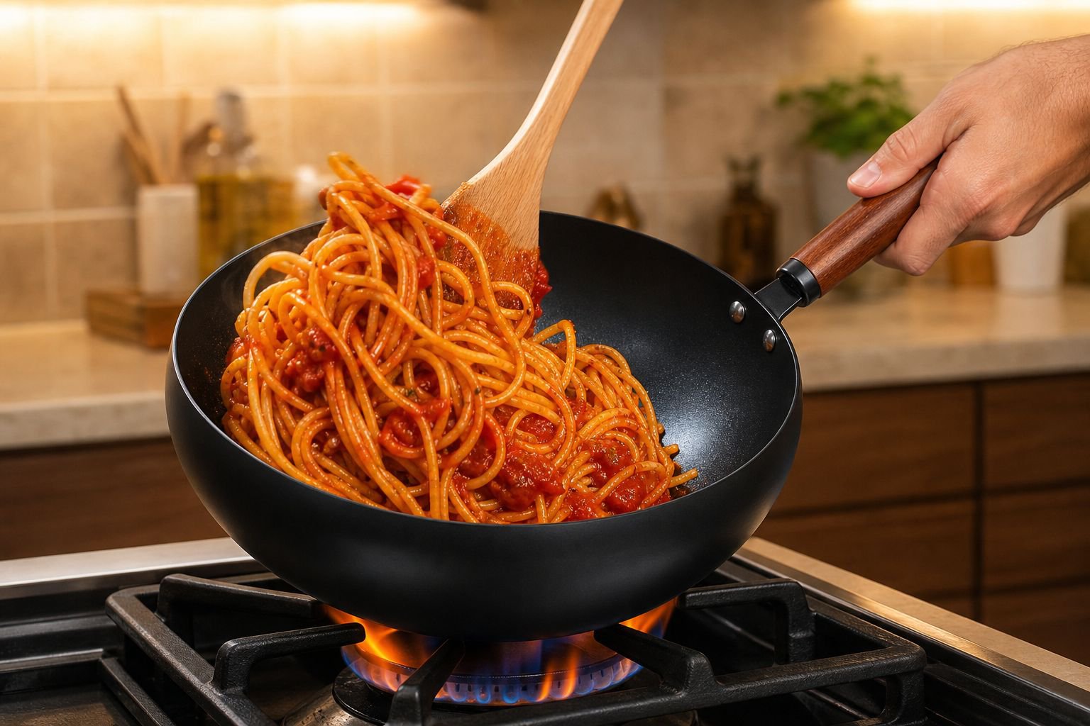 Gas Stove Compatible Deep Nonstick Frying Pan, Easy to Clean