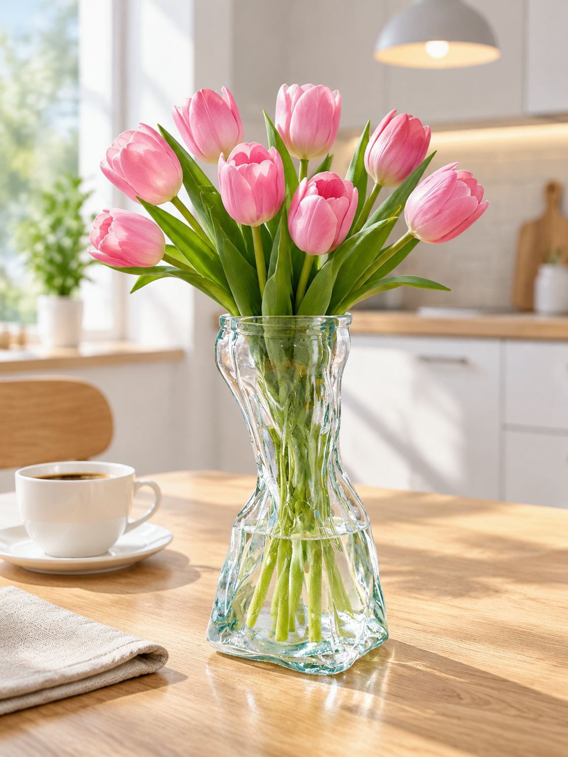 Glass Vase Decoration Irregular Transparent for Living Room Floral Arrangement