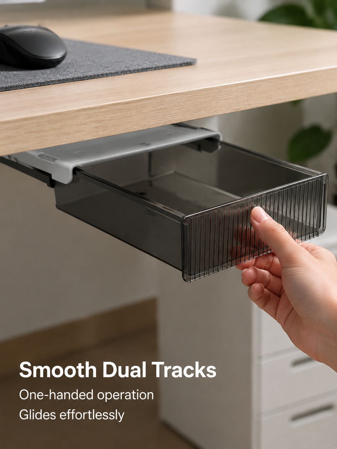 Nail-free storage drawers under the table
