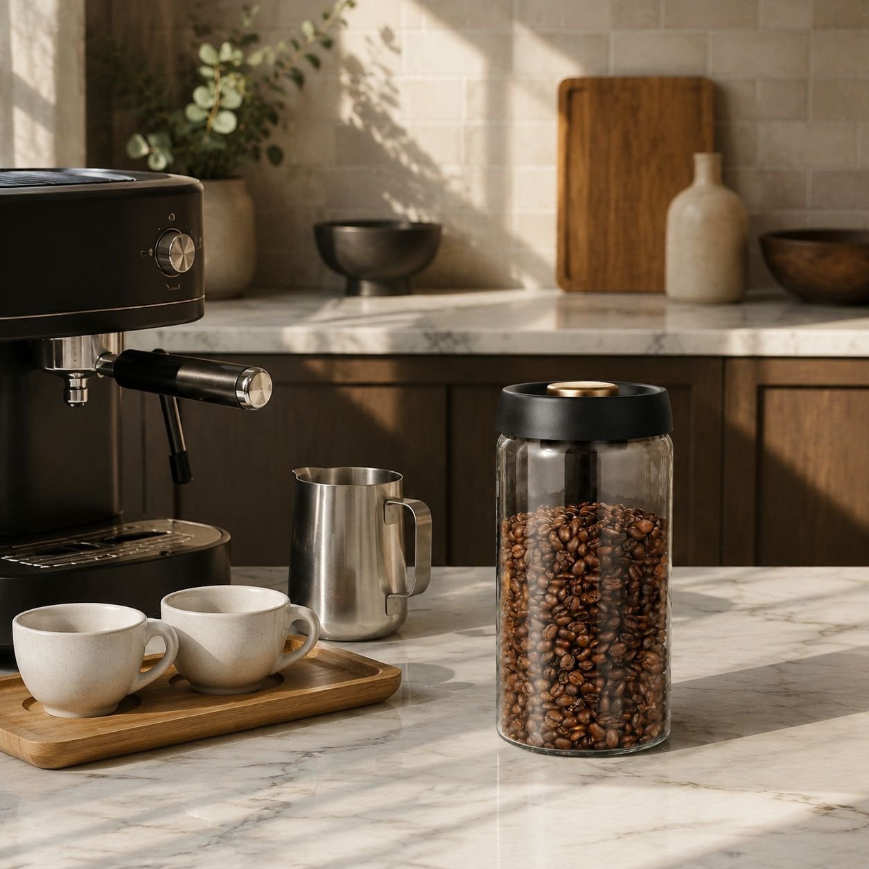 Vacuum Sealed Glass Storage Jar for Coffee Beans