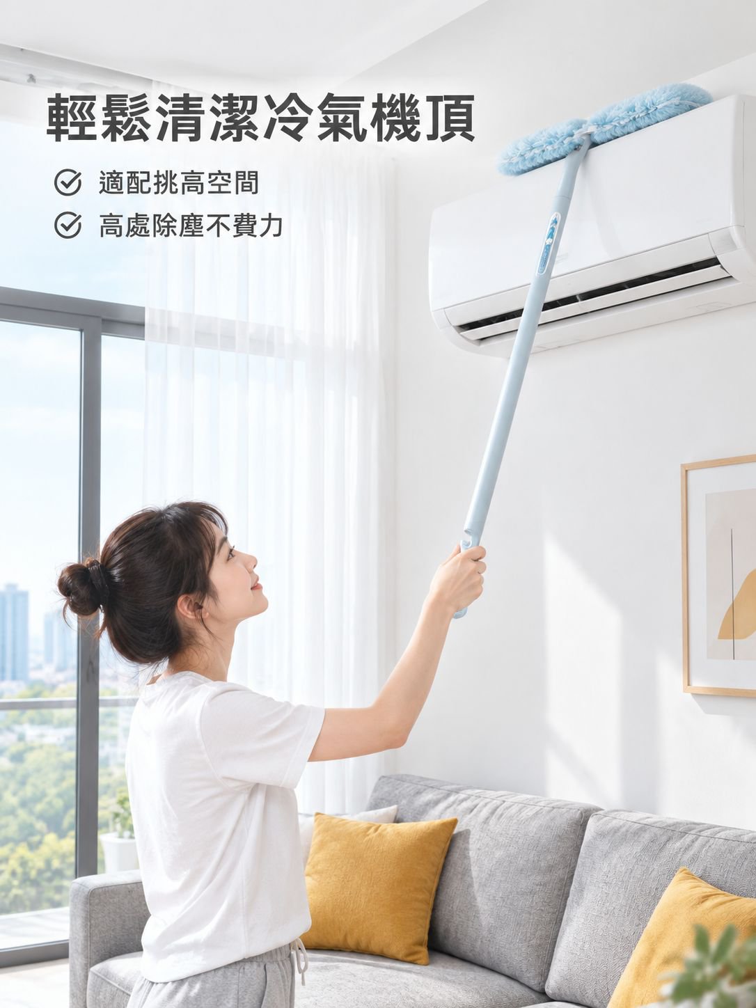 雙頭伸縮高空除塵撣