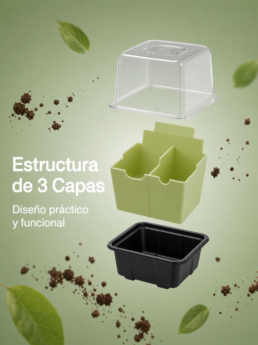 Bandeja de siembra de plástico reutilizable para jardinería