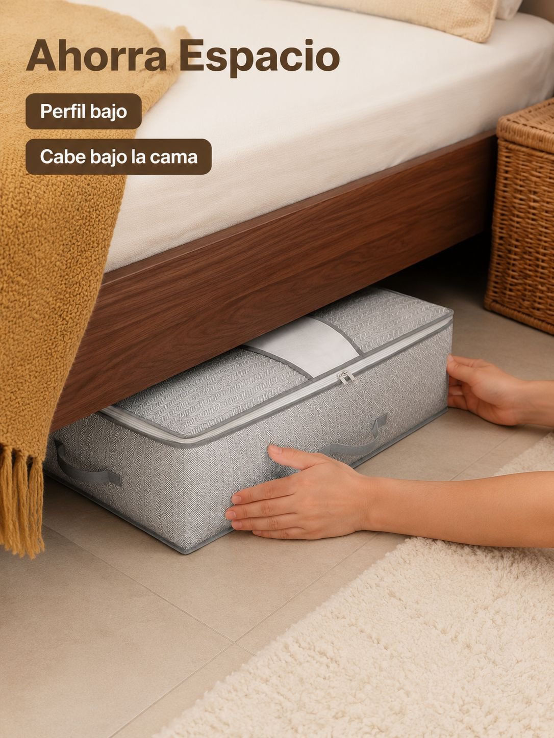 Caja organizadora de edredones Hazel de Hansem para huecos, paquete de 2