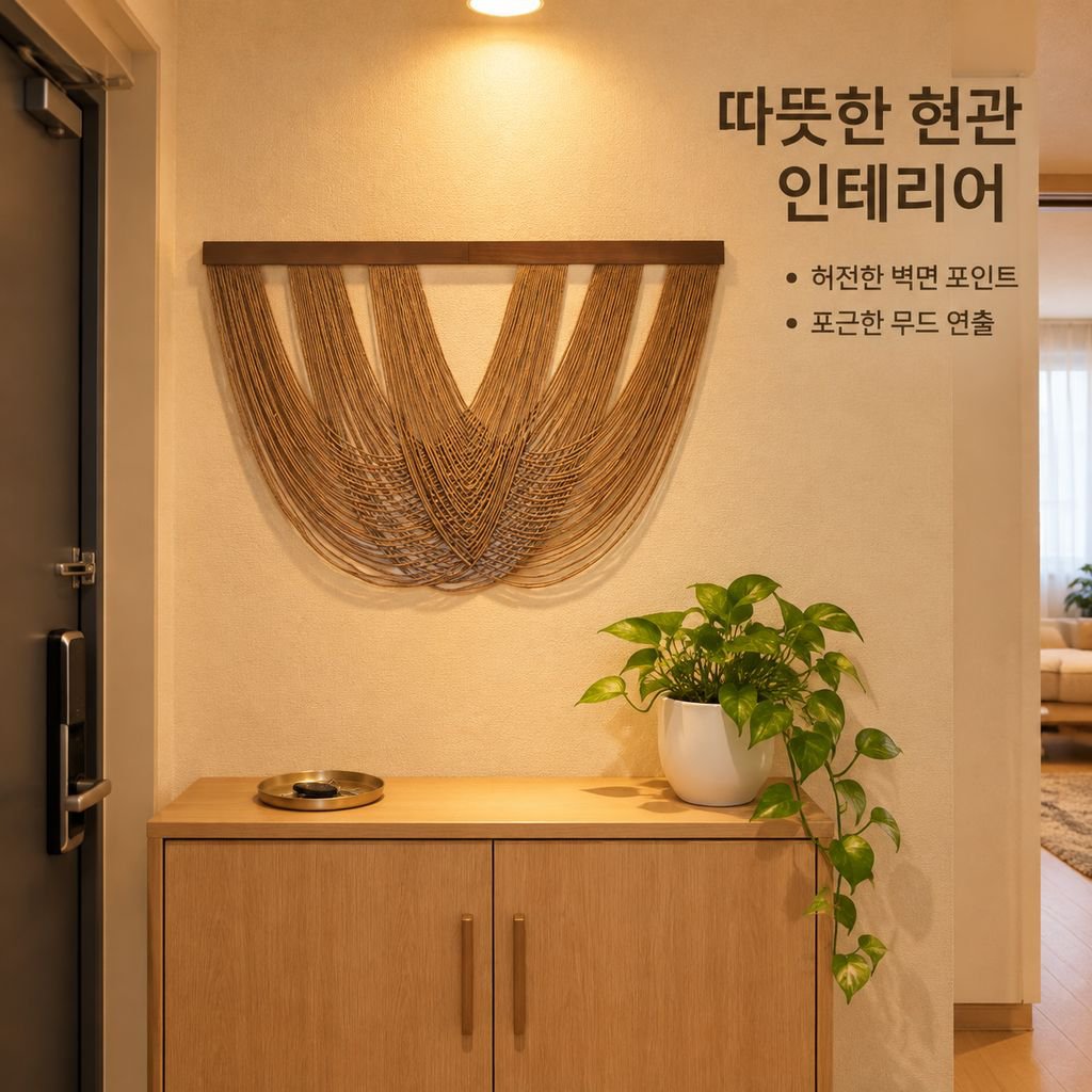 수공예 마크라메 나무봉 태슬 벽장식, 복도용