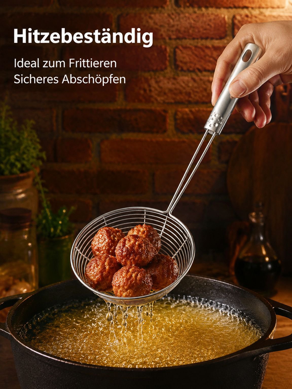 Haushalt Edelstahl Schaumlöffel Nudelsieb Küchensieb