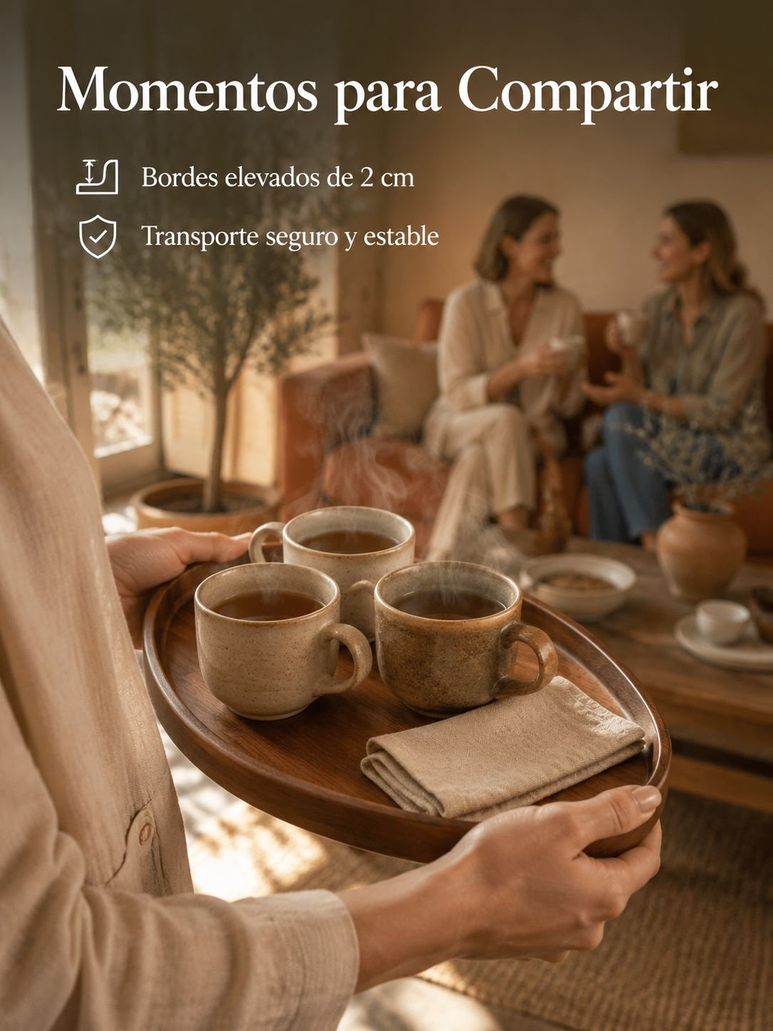 Bandeja de bambú para servir té
