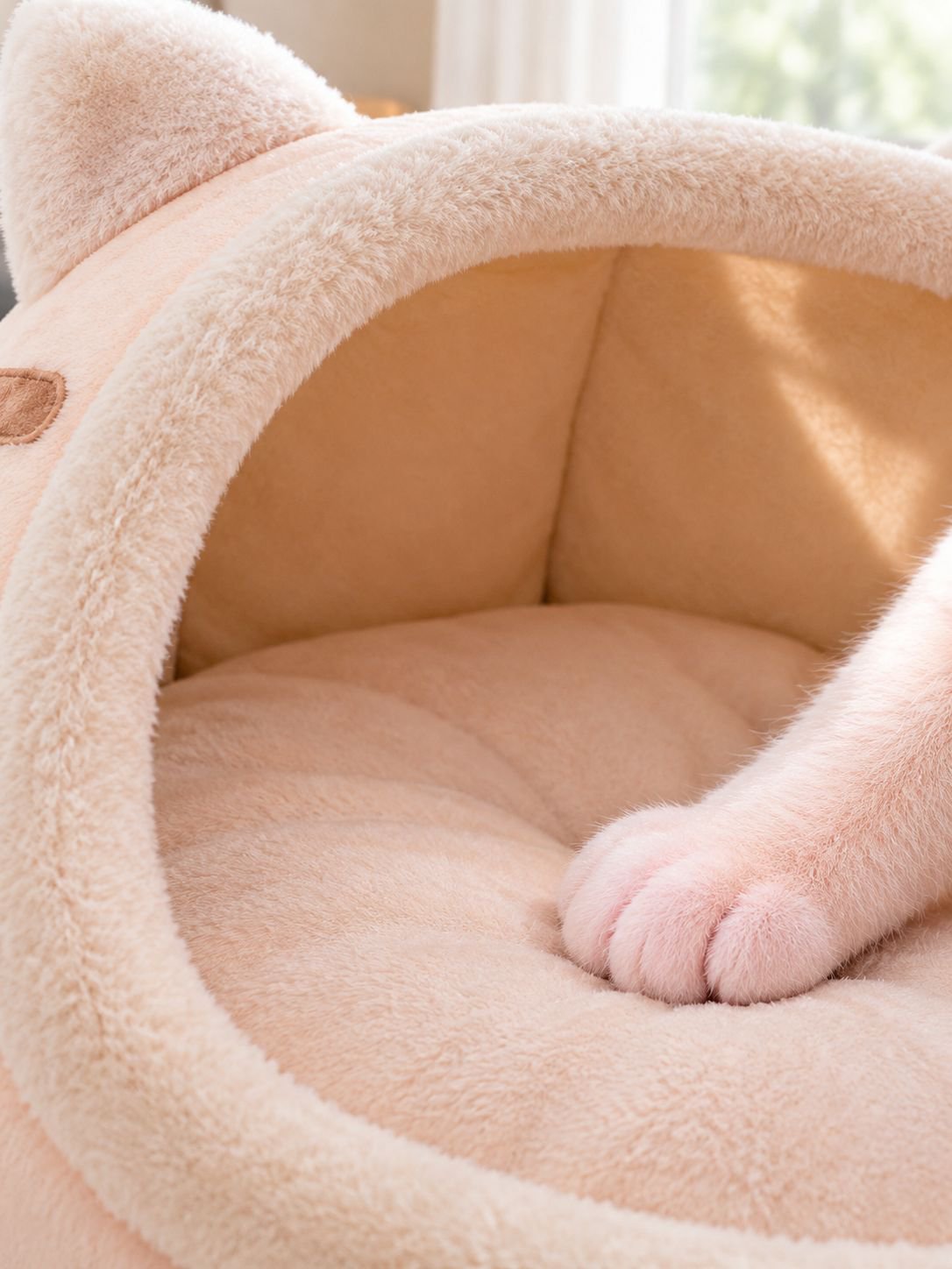 Katzenhaus mit offenem Eingang für entspanntes Ausruhen