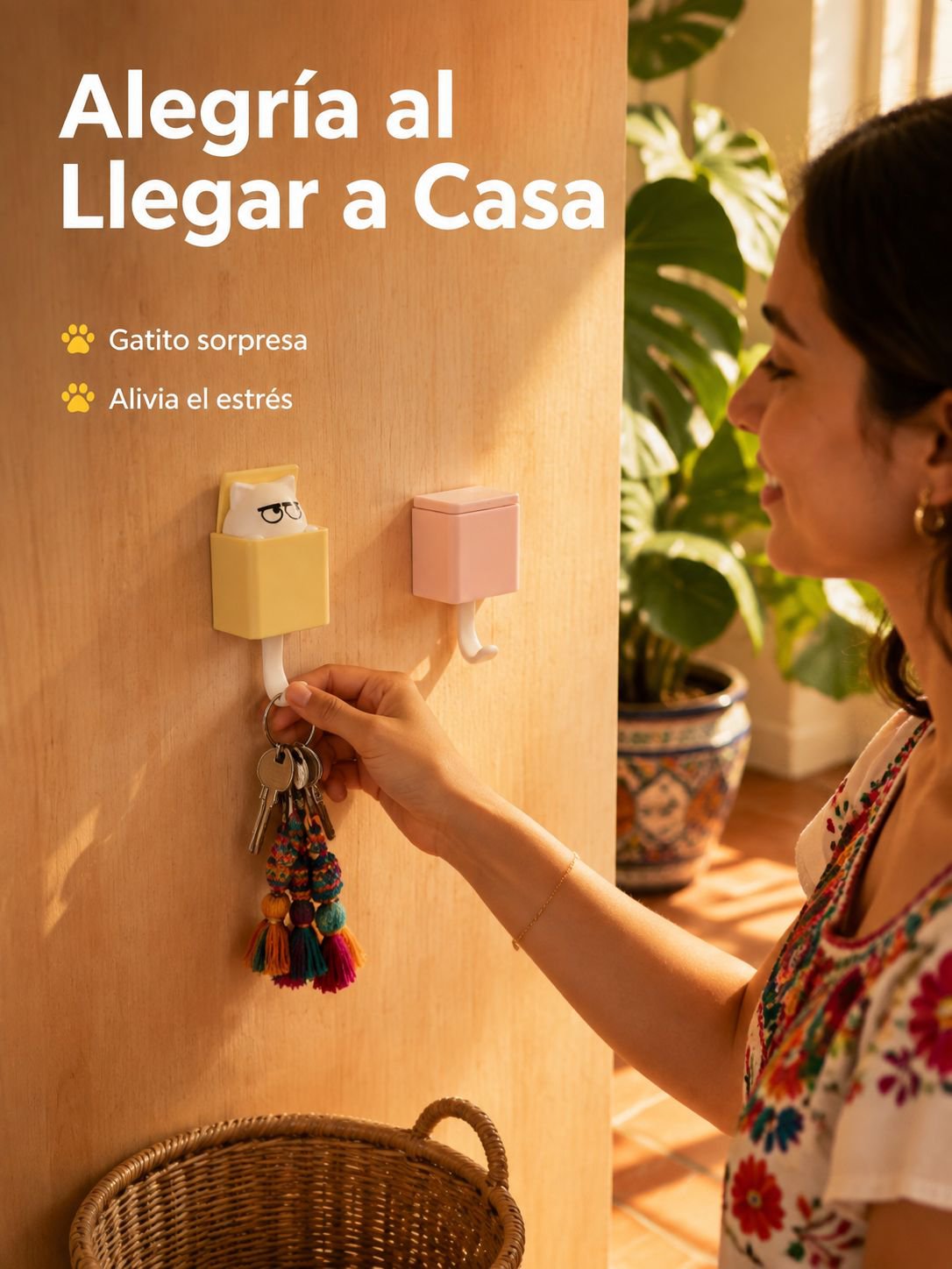 Lindo gancho para gato, gancho de pared telescópico, gancho de pared multiusos, adhesivo sin daños, 