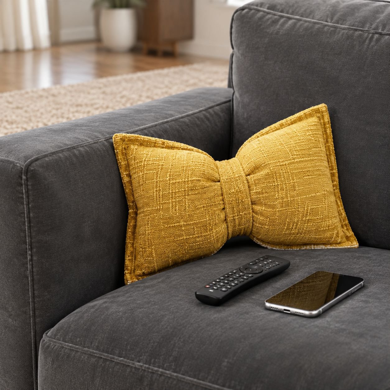 JMY-Chenille Bow Pillow