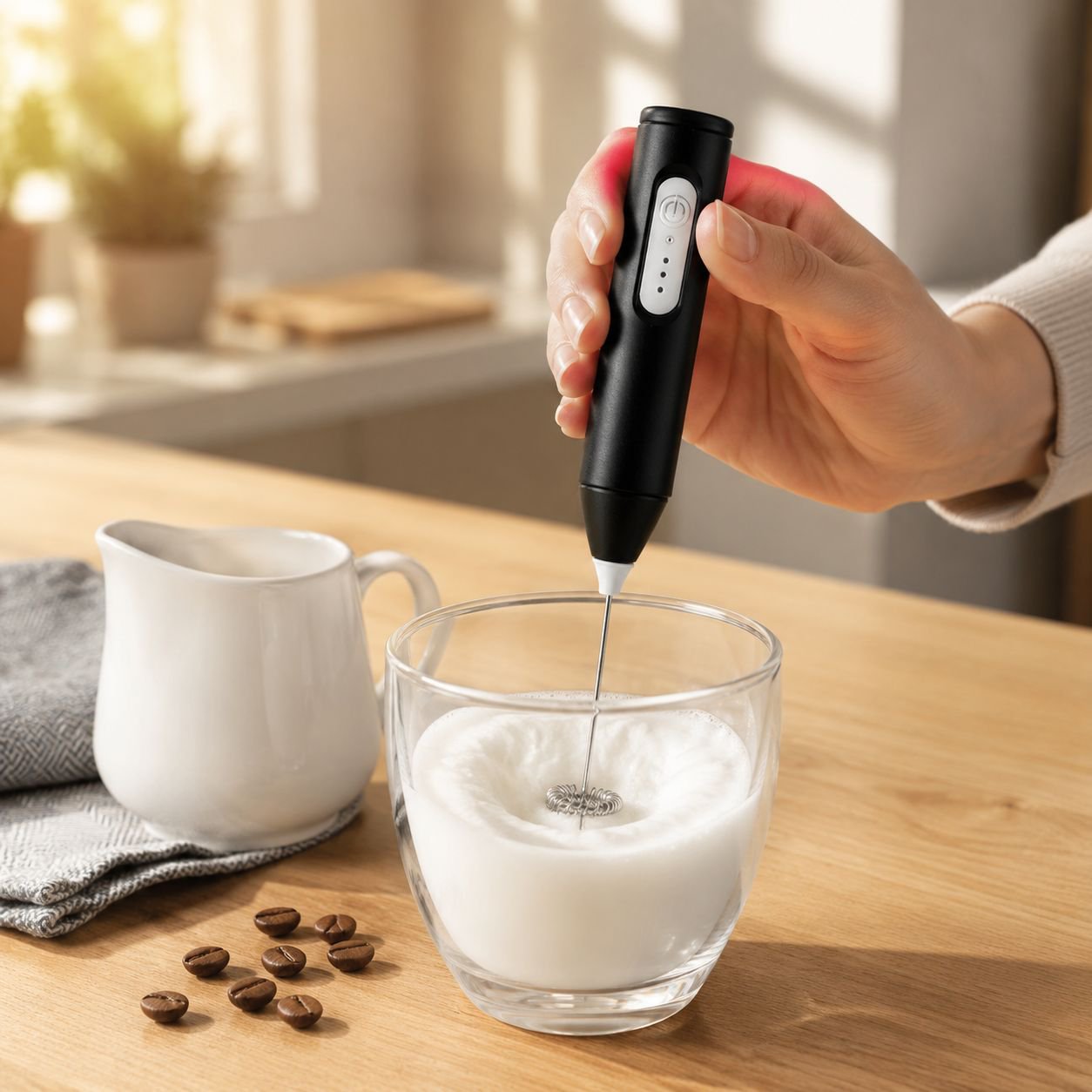 Wireless electric handheld milk frother