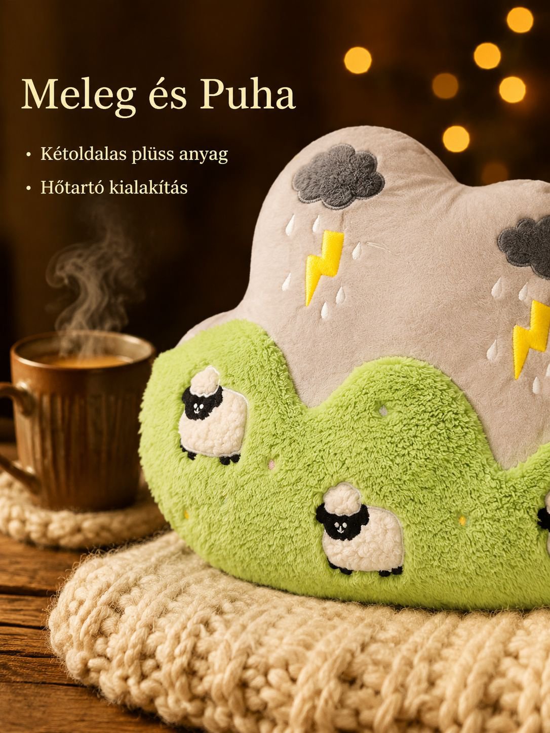 Kék ég és fehér felhő dizájnú párna és fejpárna