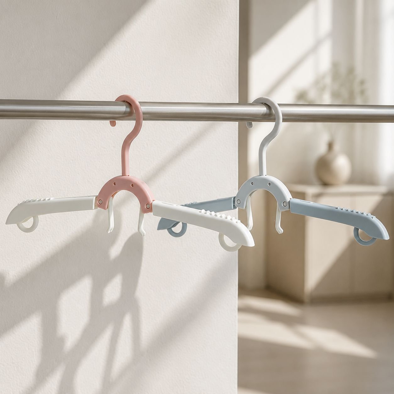 Travel hanger holding multiple garments