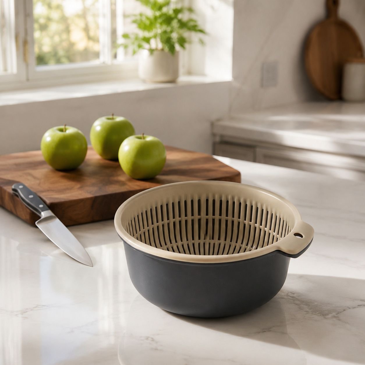 Cesta escurridora de doble capa para cocina