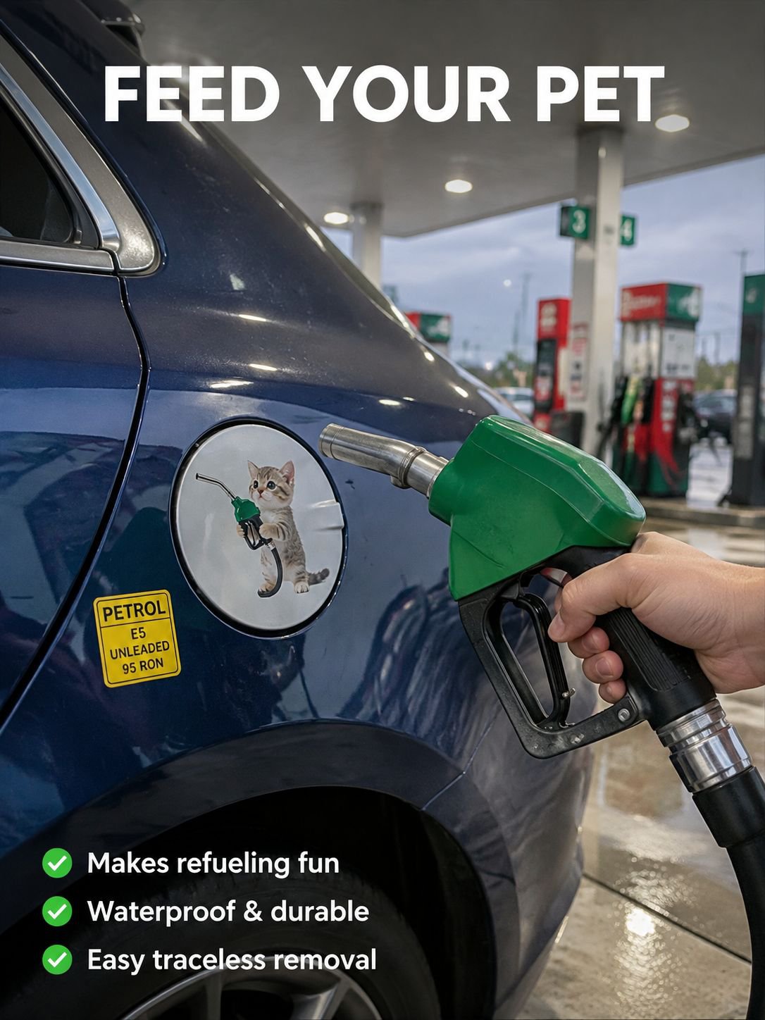 Adhesive stickers for the car fuel cap of cute little cats