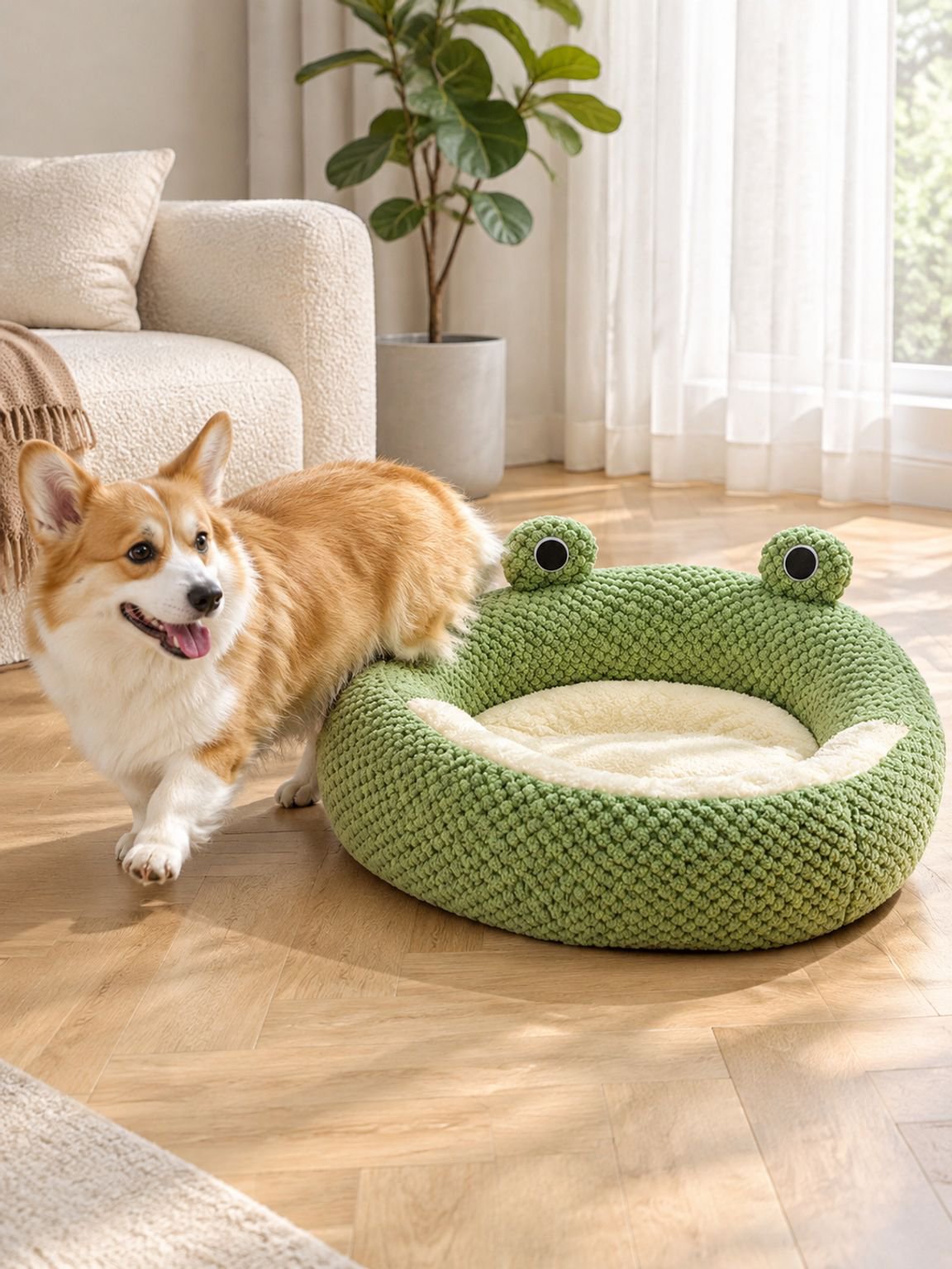 Weicher Rückzugsort im Frosch-Design für Haustiere
