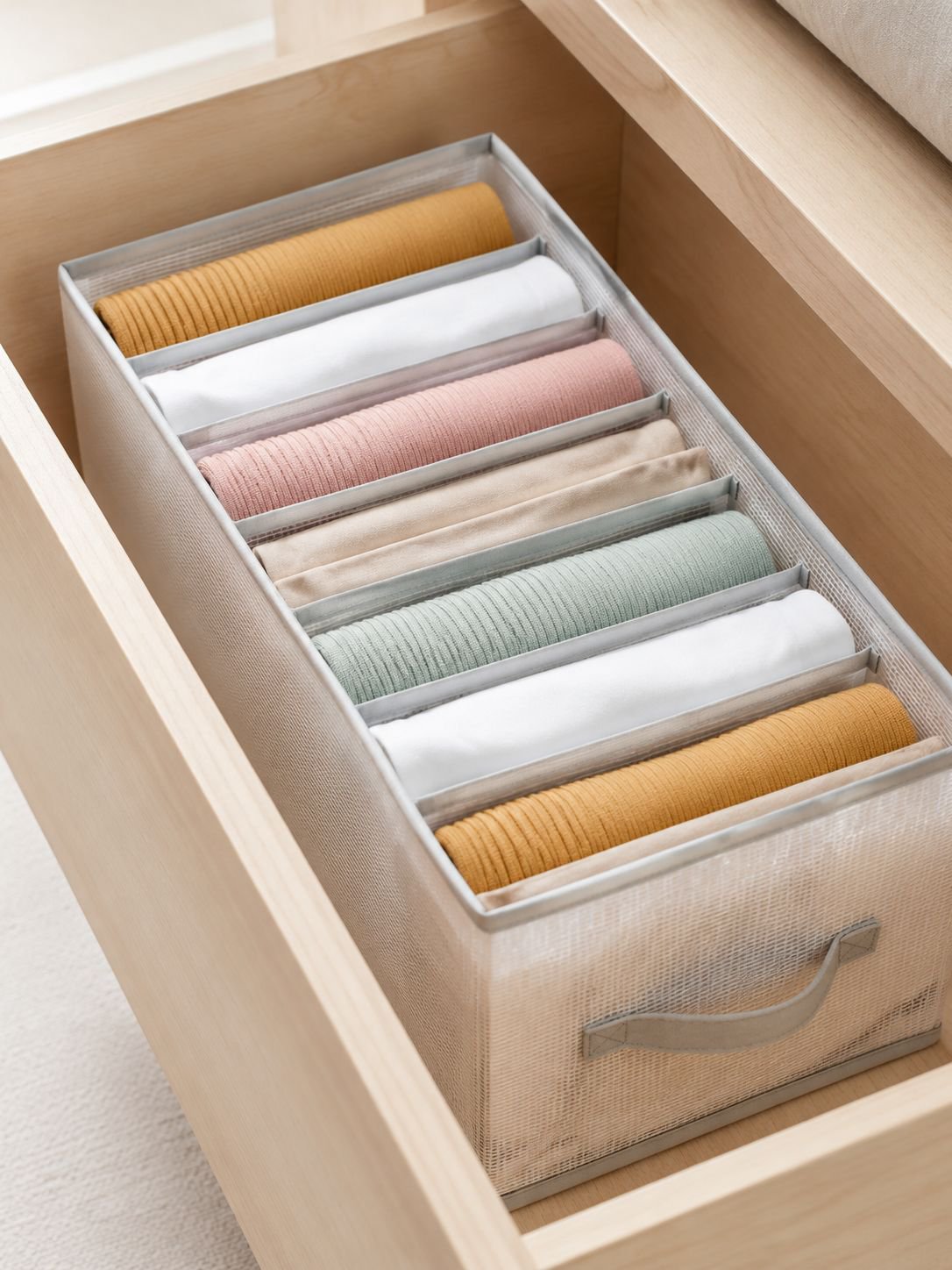 Stackable transparent drawer organizers for compact storage