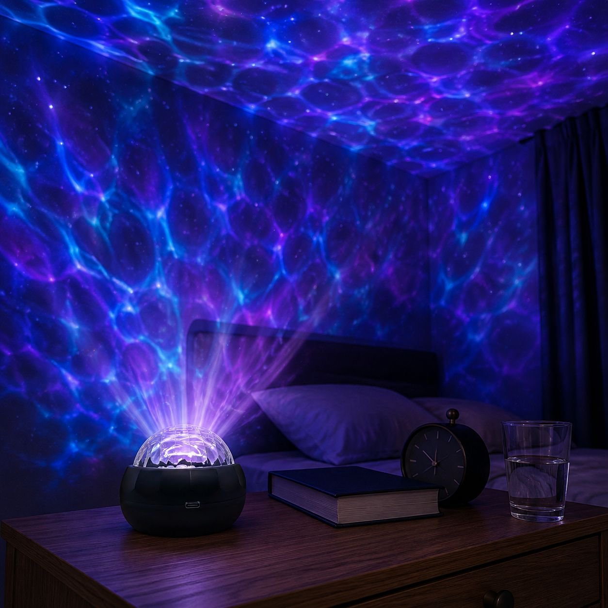 Proyector de Efecto Agua y Estrellas Multicolor