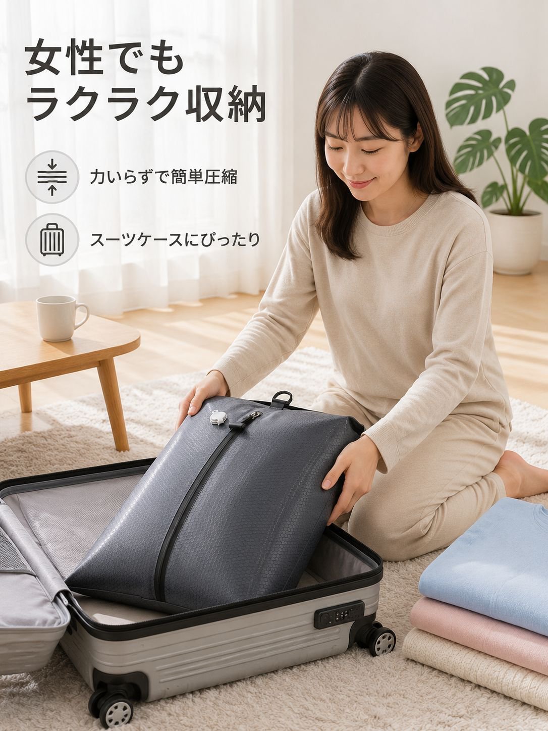 携帯用圧縮袋 旅行収納グッズ