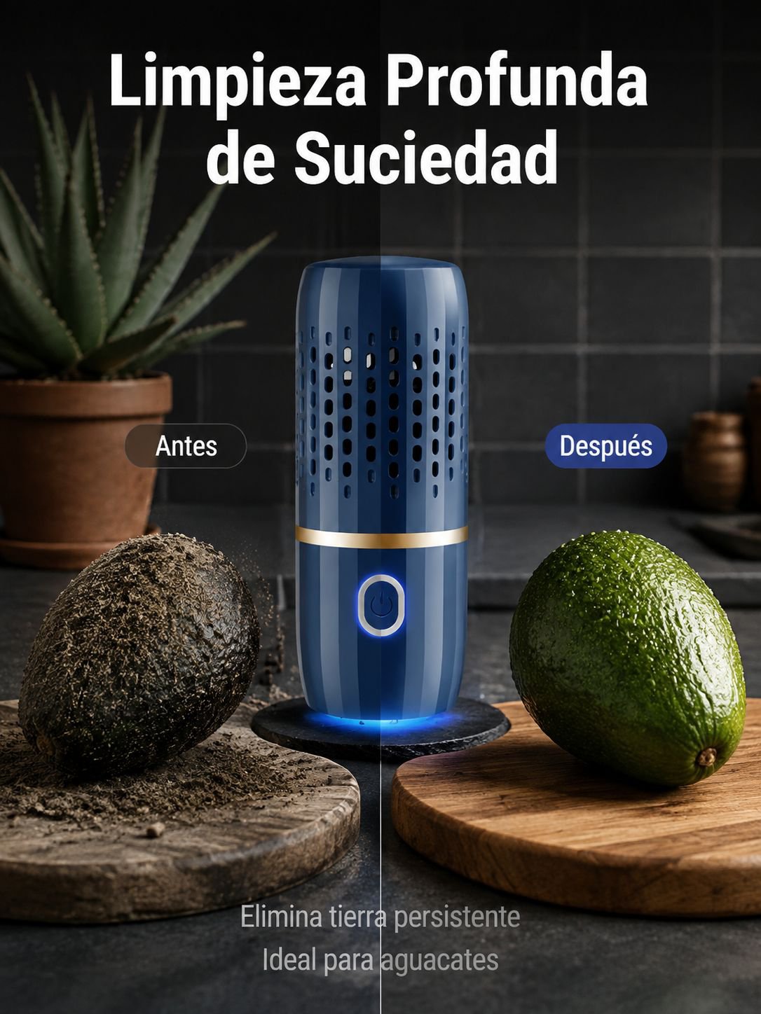 Limpieza eficiente de verduras con purificador en cápsula