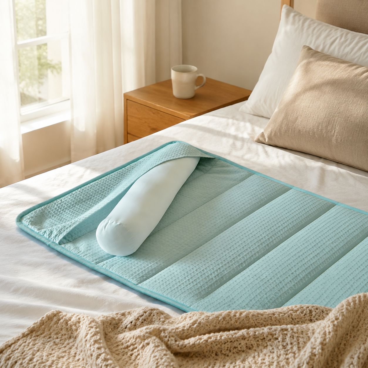 Adjustable Pure Cotton Cylindrical Neck Pillow, Neck Support Sleep Aid Towel Pillow