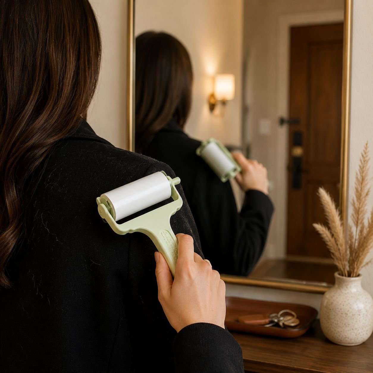 Reusable lint roller with ergonomic handle design