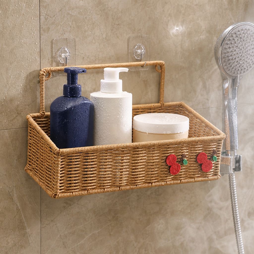 Plastic Storage Basket for Bathroom and Kitchen, Organizer Shelf