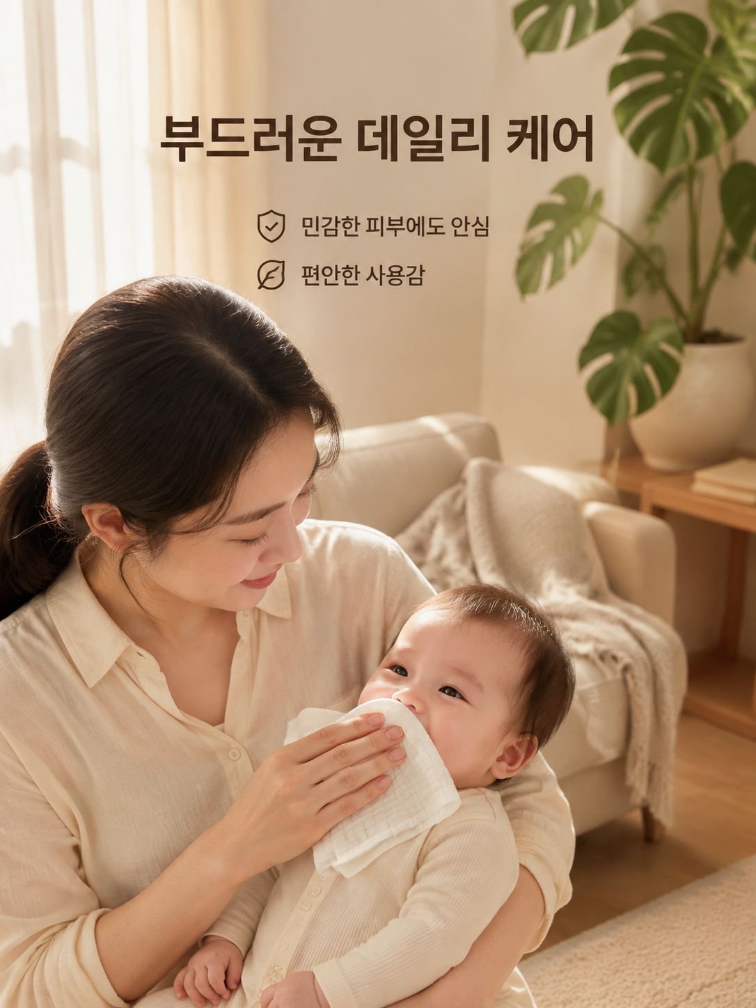아기 전용 부드러운 무지 거즈 물티슈