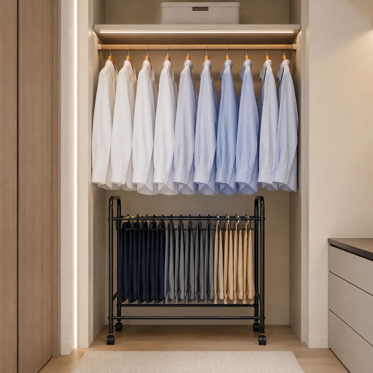 Iron Base Movable Pants Organizer Rack